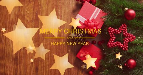 Festive Christmas Greeting with Presents and Holiday Decorations - Download Free Stock Images Pikwizard.com