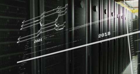 Modern Data Center with Digital Interface Overlay - Download Free Stock Images Pikwizard.com