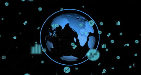 Digital Globe with Business and Technology Icons