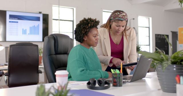 Two Female Colleagues Working on Project in Modern Office - Download Free Stock Images Pikwizard.com