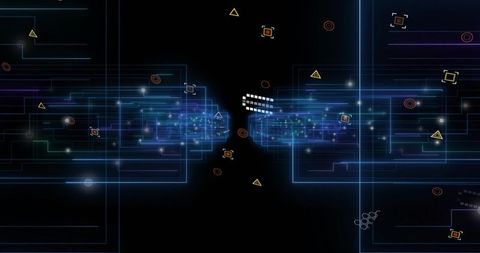 Neon Data Bridge Transmitting Between Luminous Cyber Grids with Symmetric Digital Glow