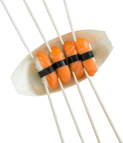 transparent plate of salmon sushi and chopsticks arrangement - Download Free Stock Videos Pikwizard.com