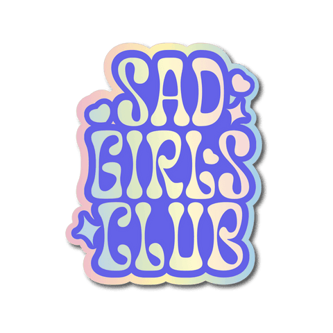 Sad Girls Club Graphic with Pastel Colors and Bubble Letters on Transparent Background
