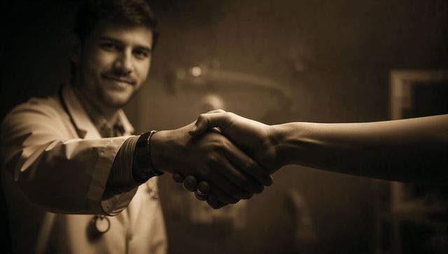 Doctor and patient shaking hands overcoming health challenges