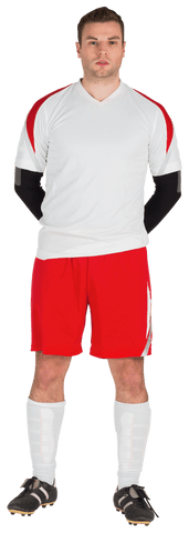 Transparent Football Player in Red Shorts Uniform Looking Forward - Download Free Stock Videos Pikwizard.com