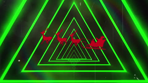 Santa's Sleigh Animation with Futuristic Neon Triangles