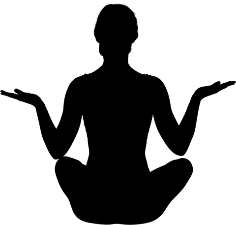 Transparent silhouette of woman practicing yoga meditation