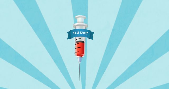 Flu Shot Injection Concept on Blue Sunburst Background - Download Free Stock Images Pikwizard.com