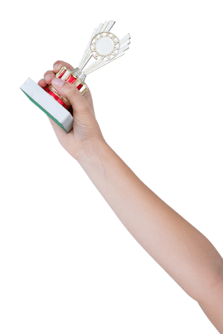 winner's hand holding transparent trophy for achievement - Download Free Stock Videos Pikwizard.com