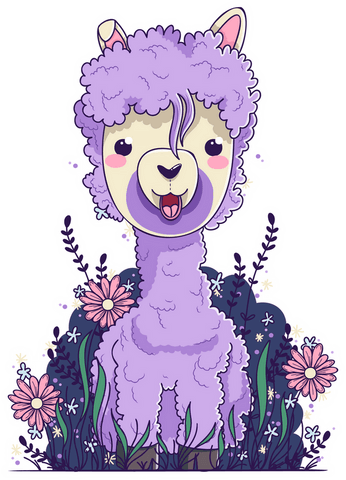 whimsical cartoon alpaca among wildflowers on transparent background - Download Free Stock Videos Pikwizard.com