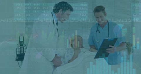 Doctors Reviewing Patient Vitals in Hospital Room