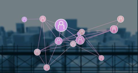 Digital Networking Icons Over cityscape Background - Download Free Stock Images Pikwizard.com