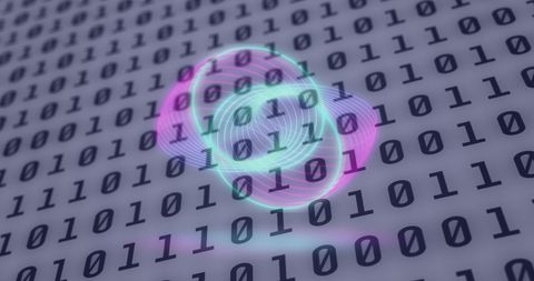 abstract neon circles over digital binary code background - Download Free Stock Images Pikwizard.com