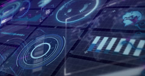 Futuristic Digital Dashboard with Data Analytics Visualization