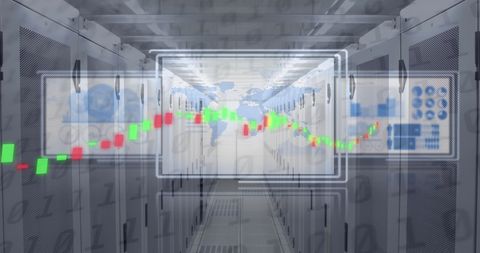 Digital Graph and Infographic Interfaces in Server Room - Download Free Stock Images Pikwizard.com