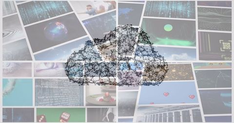 Cloud Network Overlay on Digital Composite Screens - Download Free Stock Images Pikwizard.com