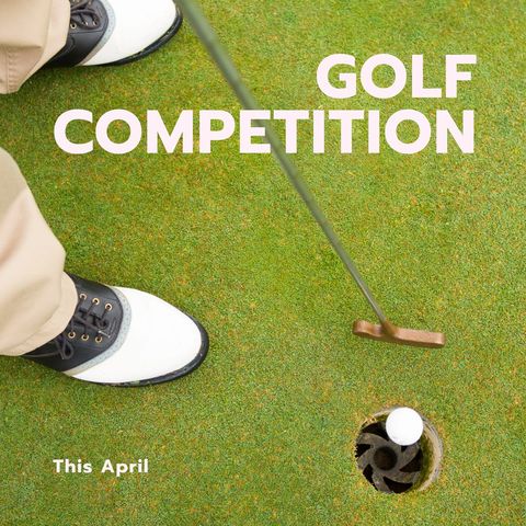 Swinging into action: golfer putting toward the hole on grass