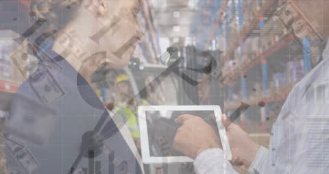 Business Collaboration in Warehouse with Animated Overlay