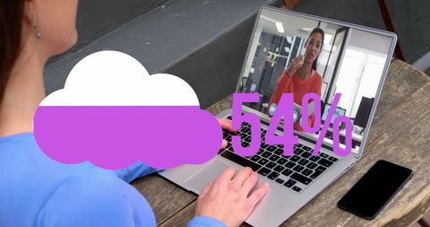 Virtual Meeting with Cloud Upload and Data Visualization - Download Free Stock Images Pikwizard.com