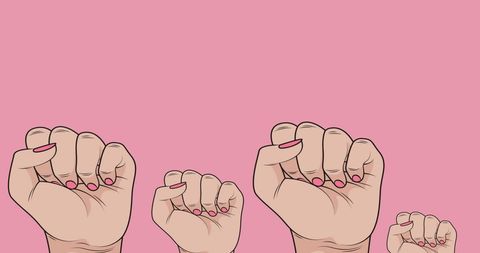 Empowered Raising Fists Symbolizing Solidarity on Pink Background - Download Free Stock Images Pikwizard.com