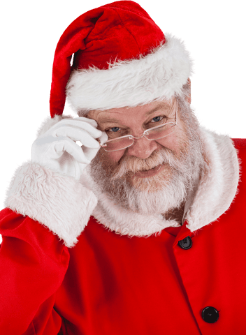 Transparent Santa Claus Adjusting Glasses, Holiday Spirit - Download Free Stock Videos Pikwizard.com