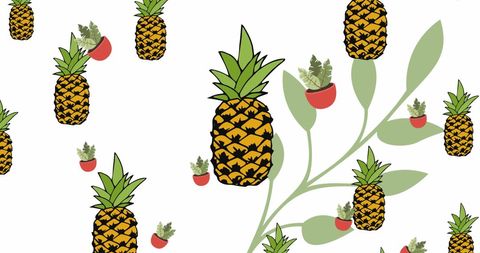 Colorful Pineapple and Potted Plants Pattern on White - Download Free Stock Images Pikwizard.com