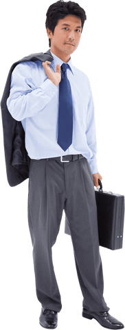 Confident Businessman with Briefcase Transparent Background