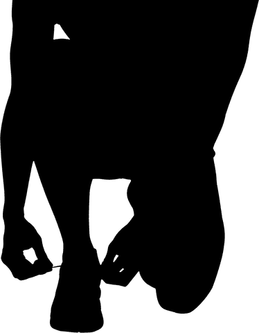 Man tying shoes on transparent background in digital art