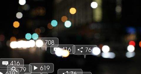 Social Media Engagement Over Busy Urban Lights