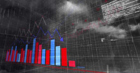 Digital Data Visualization Over Stormy Background - Download Free Stock Images Pikwizard.com