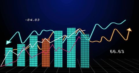 Visualizing 3D Neon Data with Turquoise Grid Columns and Orange Highlighted Bar