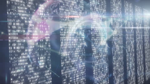 Digital Data Streams Overlaying World Map