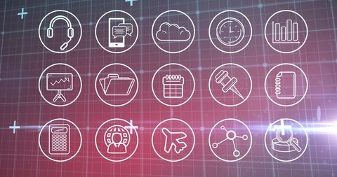 technology icons on digital grid background - Download Free Stock Images Pikwizard.com