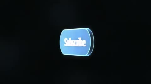 Rotating subscribe capsule with neon blue glow, 3D edge and pulsing rim for video outros