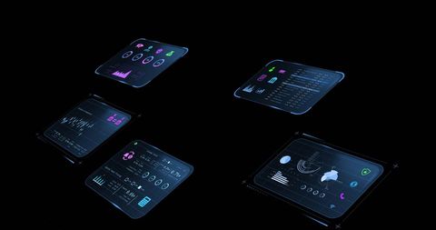Futuristic holographic dashboard displaying digital financial insights