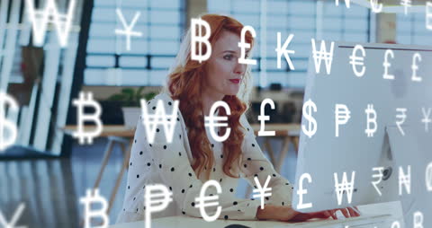 Businesswoman Analyzing Global Financial Data on Laptop