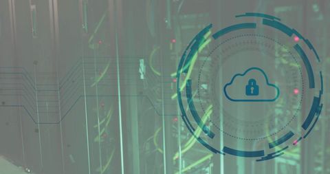 Digital Network Security with Cloud Overlay in Server Room - Download Free Stock Images Pikwizard.com