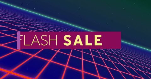 Retro Flash Sale Banner with Neon Grid - Download Free Stock Images Pikwizard.com