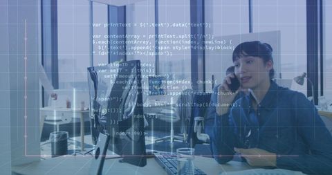 Businesswoman in Office Engaging in Code and Analytics - Download Free Stock Images Pikwizard.com