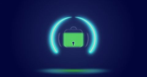 Glowing Digital Padlock with Processing Circles on Dark Background - Download Free Stock Images Pikwizard.com