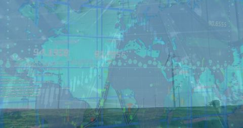 Digital Data Overlay with Wind Turbines for Business Analytics - Download Free Stock Images Pikwizard.com