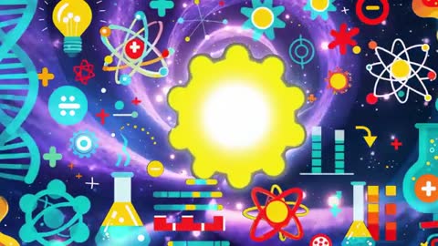 Vibrant Science and Technology Symbols in Cosmic Vortex