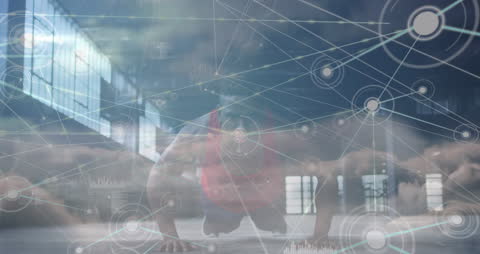 Athlete Training with Futuristic Data Overlay in Gym