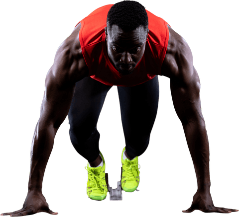 transparent energetic male sprinter at starting block focused on race - Download Free Stock Videos Pikwizard.com