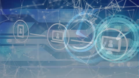 Futuristic Digital Interface with Communication Icons