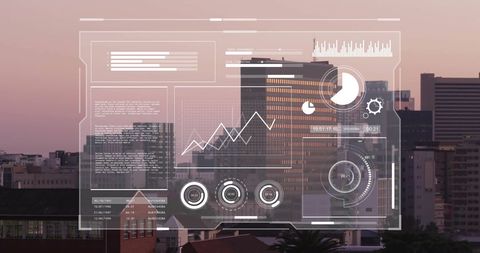 Digital Data Analytics Over City Skyline - Download Free Stock Images Pikwizard.com