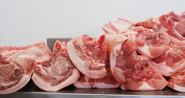 Close-up of Raw Meat Cuts Prepared for Processing - Download Free Stock Images Pikwizard.com