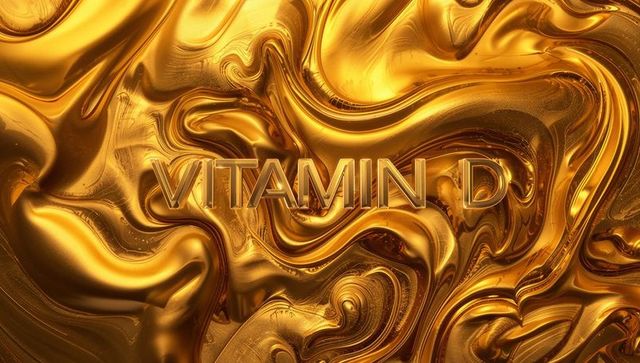 Vitamin d luxury liquid gold swirls embossed metallic typography glossy abstract amber