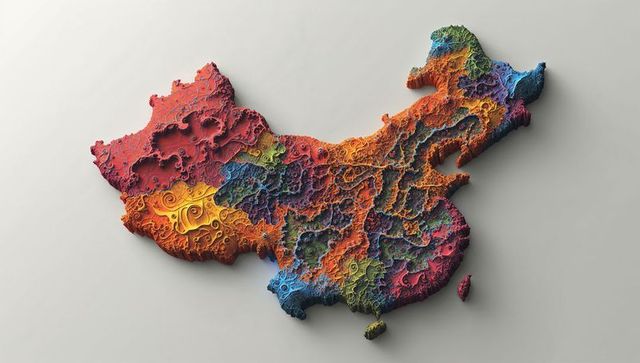 Colorful topographic relief map of china