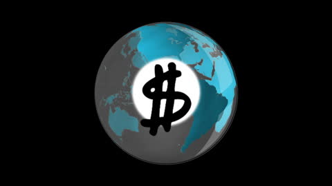 Dollar Symbol Projected onto Rotating Globe
